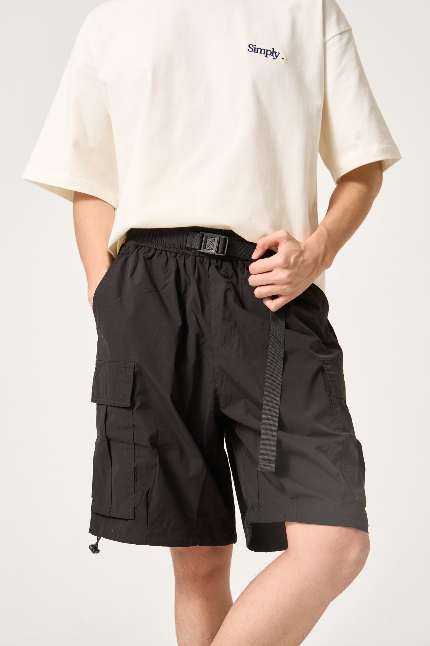 Simply . Men's Cargo Shorts (Black) - Simply